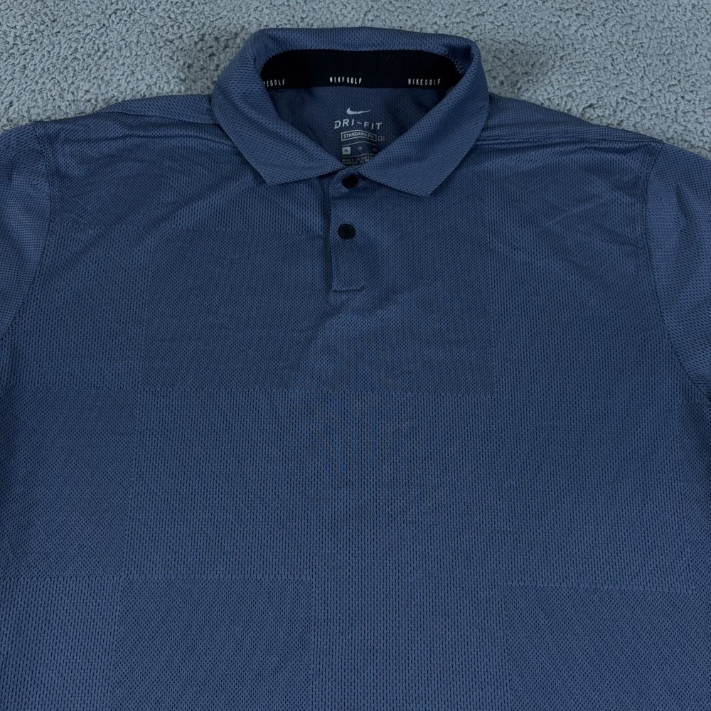 Nike Polo Shirt Mens XL Blue Vapor Dri Fit Golf Jacquard Performance Preppy
